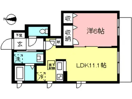 ラフィーネ狛江(1LDK/1階)の間取り写真