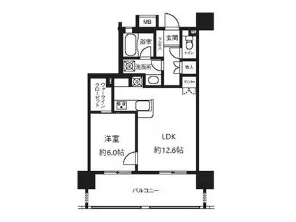 ライオンズシティ白金高輪(1LDK/5階)の間取り写真