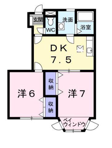 ロワジールII(2DK/1階)の間取り写真