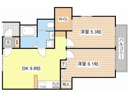 クレスト正法寺26(2DK/1階)の間取り写真