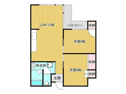 HISマンションII(2LDK/5階)の間取り写真