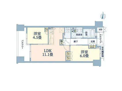 ブランズ京都河原町(2LDK/6階)の間取り写真