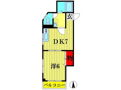 サンヒルズ大室(1DK/4階)の間取り写真