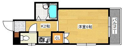 ヴィラ千田(1K/4階)の間取り写真