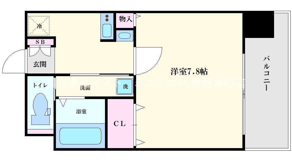 ミラージュパレス難波東レジデンス(1K/7階)の間取り写真