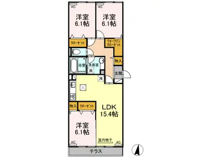 フレッチェ・ボスコI(3LDK/1階)の間取り写真