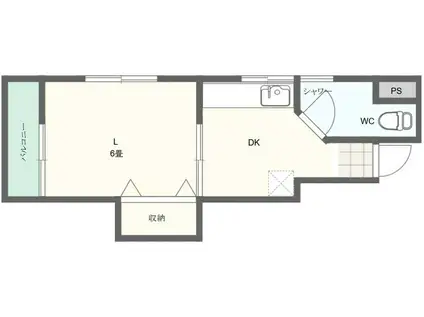 柳ビル(1K/4階)の間取り写真