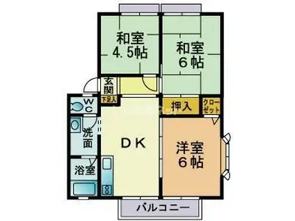 サンビレッジ横代B棟(3DK/1階)の間取り写真