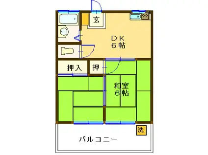 ピアグリーンハウス(2DK/1階)の間取り写真