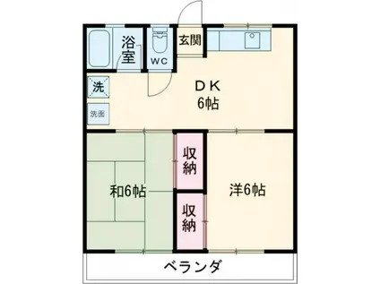 オリーブと春のコーヒー A棟(2DK/2階)の間取り写真