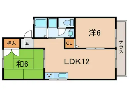 CASA IZUMI B棟(2LDK/2階)の間取り写真