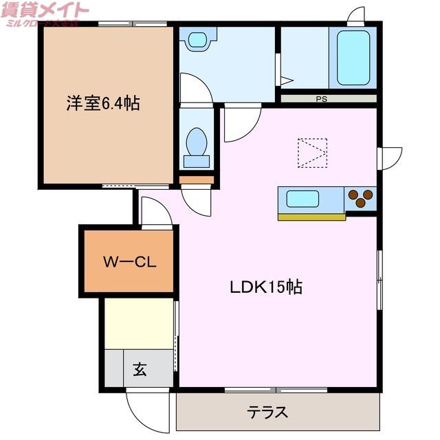 グリーンハウスLATTE C棟(1LDK/1階)の間取り写真
