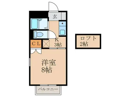 グランヴェール中央(1K/1階)の間取り写真