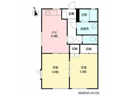 ファミール舞(2DK/1階)の間取り写真