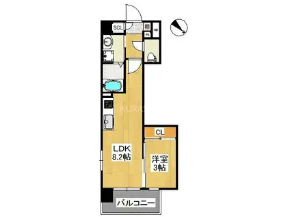 ラフレシーサ博多駅南Ⅵ(1LDK/5階)の間取り写真