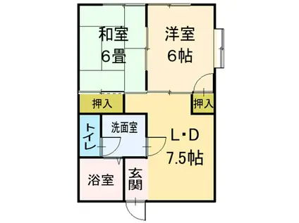 友栄ハイツII(2DK/2階)の間取り写真