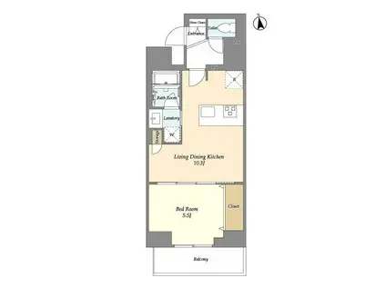 グランカーサ日本橋馬喰町(1LDK/14階)の間取り写真