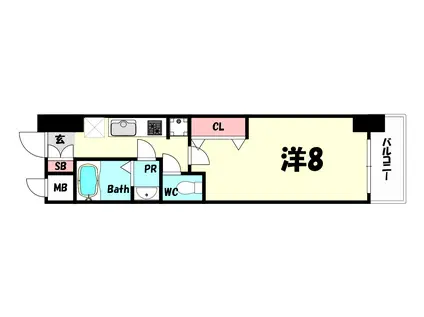 プロシード神戸元町(1K/8階)の間取り写真