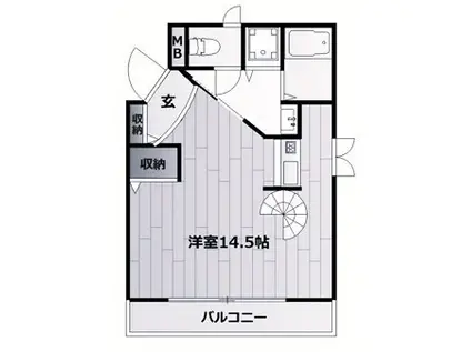 ベル パティオI(ワンルーム/2階)の間取り写真