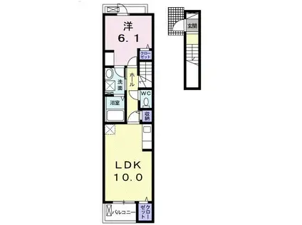 ル レーヴB(1LDK/2階)の間取り写真