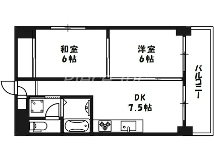 グレイスイン天満2番館(2DK/7階)の間取り写真