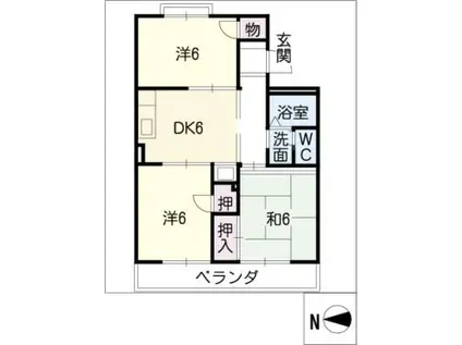 ヴァンベール二村台(3DK/3階)の間取り写真