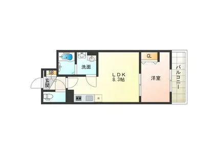 FOREST FUKUSHIMA(1LDK/2階)の間取り写真