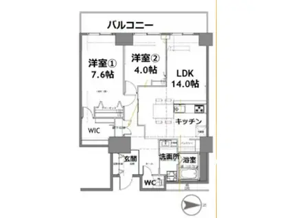 シティコート目黒4号棟 10階(2LDK/10階)の間取り写真