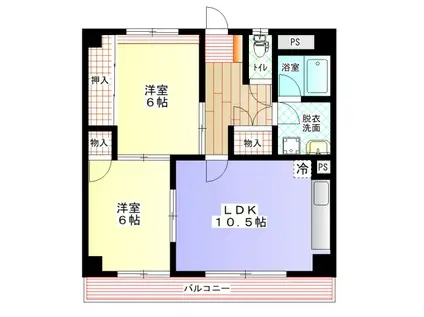 アクシオン(2LDK/4階)の間取り写真