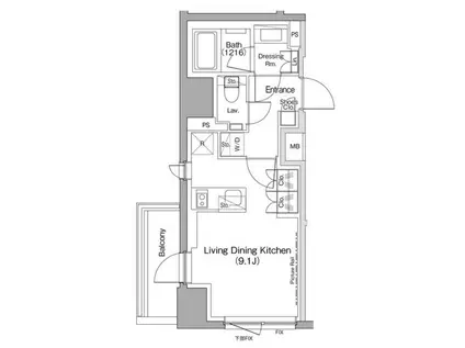 ザ・パークハビオ五反田(ワンルーム/14階)の間取り写真