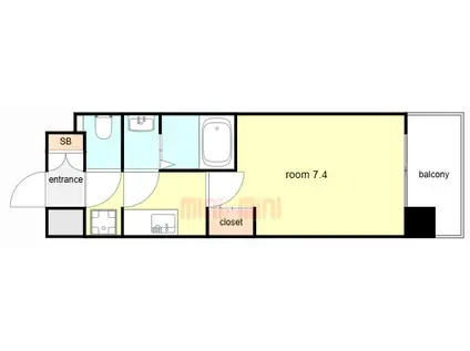 大阪ウエストレジデンスII(1K/4階)の間取り写真