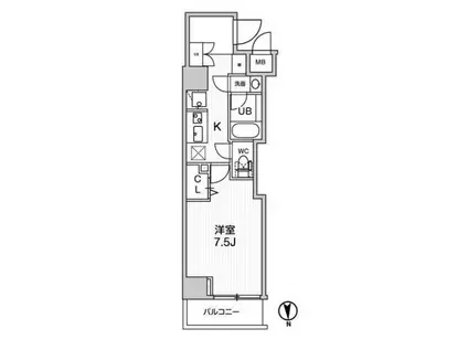 グランド神楽坂(1K/5階)の間取り写真