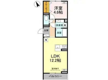 ディーレジデンス東川口 N(1LDK/2階)の間取り写真
