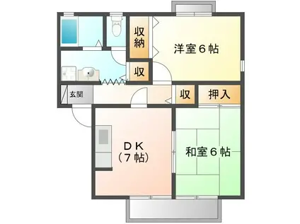 グランシャリオS(2DK/1階)の間取り写真