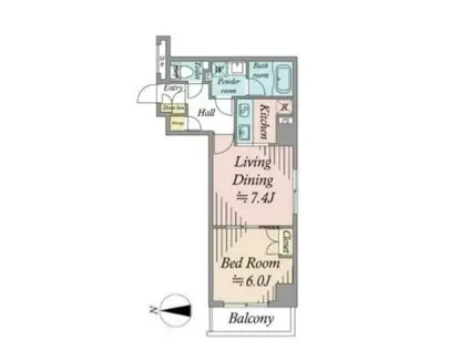 リファイズエムエス(1LDK/6階)の間取り写真