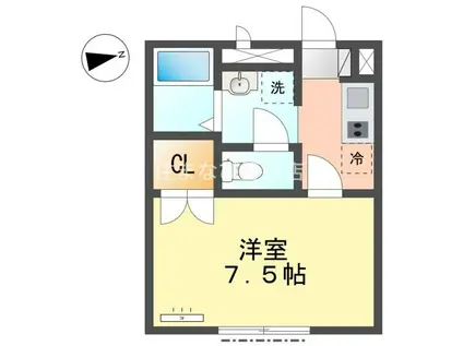 アンプルールブワS-STAGEI(1K/1階)の間取り写真