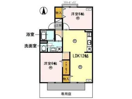 ピュアハイツ有本 I(2LDK/1階)の間取り写真