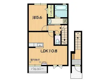 ランシェA(1LDK/2階)の間取り写真