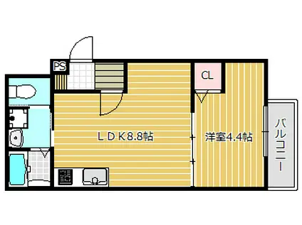 アリエッタ平野の郷(1LDK/2階)の間取り写真