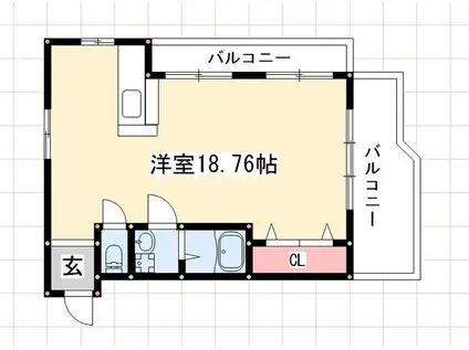 ヒルトップ小松(ワンルーム/2階)の間取り写真