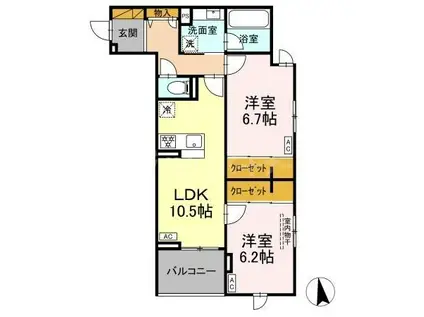 ラ・ペッシュ(2LDK/3階)の間取り写真