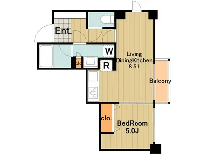 ティーズガーデン多摩センター(1LDK/5階)の間取り写真