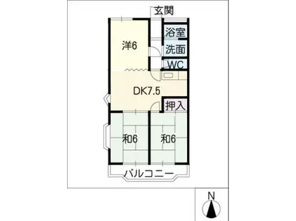 伴コーポラス(3DK/1階)の間取り写真