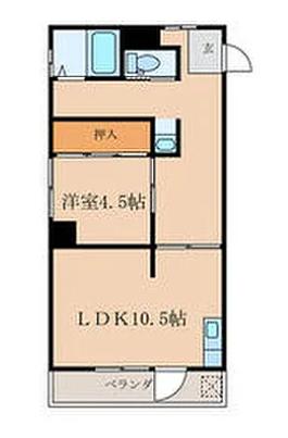 臼井ビル(1LDK/3階)の間取り写真
