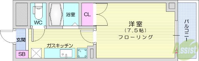 アイリスヒルズ(1K/3階)の間取り写真
