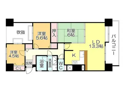 ツインタワー久留米(3LDK/12階)の間取り写真