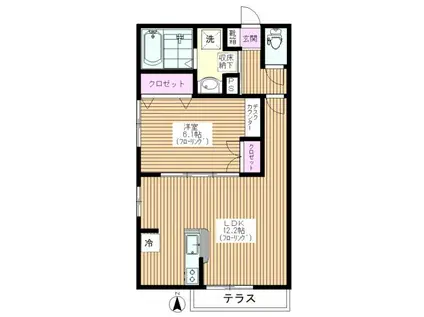 リリーガーデン(1LDK/1階)の間取り写真