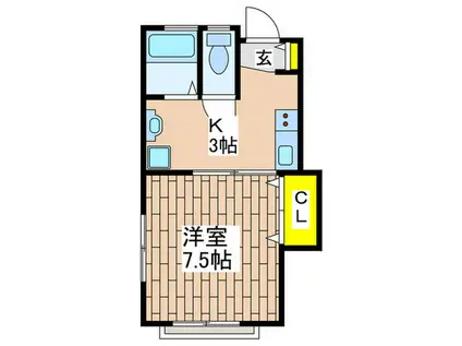 サンライズビュ-(1K/1階)の間取り写真