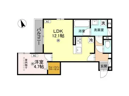 トリシア千躰(1LDK/2階)の間取り写真