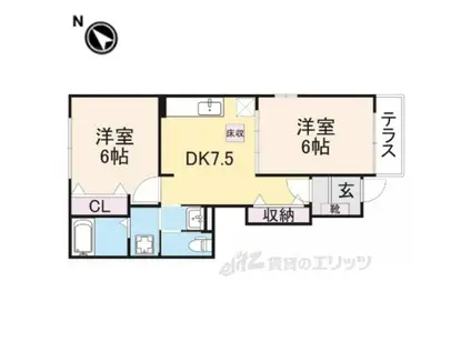 フロール レイナ Ⅱ(2DK/1階)の間取り写真